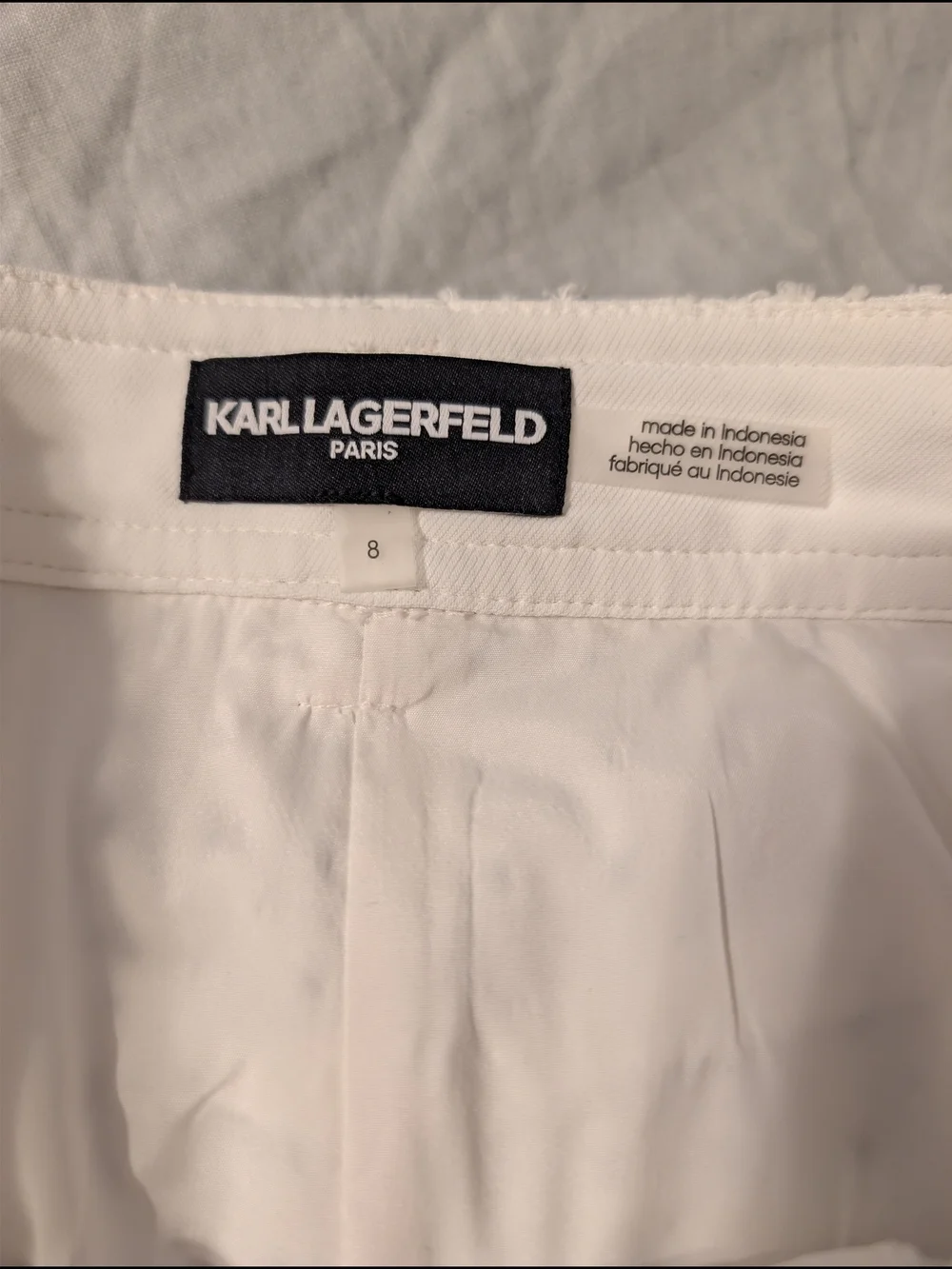 NWT Karl Lagerfeld Paris White Sequin Denim Pencil Skirt Size 8 Glam